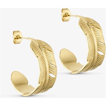 WOLFF JEWELRY LEAFY HOOPS ØRERINGE GULD - 808